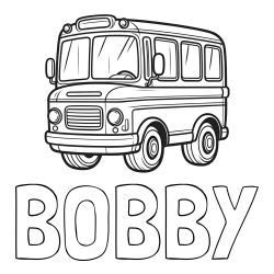 Online Created Coloring Page - BOBBY Coloring Page and Children's Coloring Page of a Bus