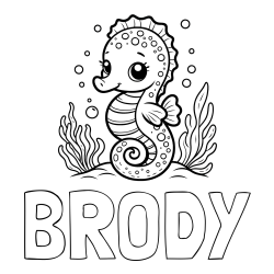 Online Created Coloring Page - BRODY Coloring Page and Cute Seahorse Coloring Page