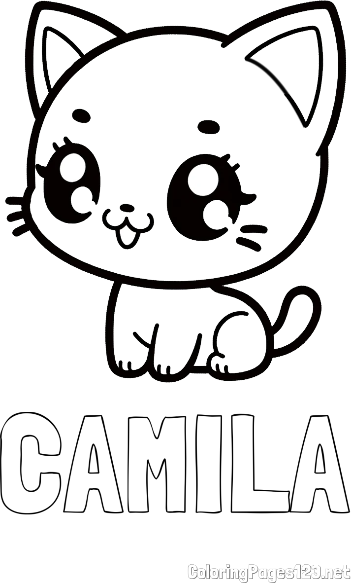 CAMILA Coloring Page and Coloring Page of an Anime Cat