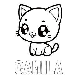 CAMILA Coloring Page and Coloring Page of an Anime Cat
