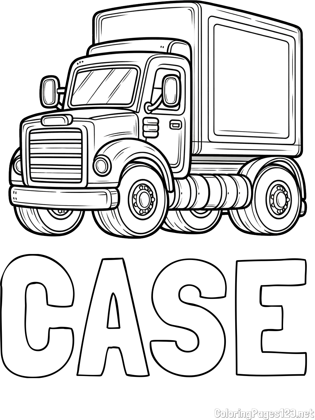 CASE Coloring Page and Big Truck Coloring Page