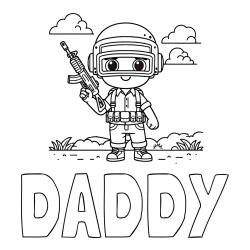 DADDY Coloring Page and Easy PUBG Coloring Page