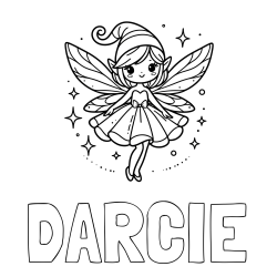 Online Created Coloring Page - DARCIE Coloring Page and Children's Coloring Page of a Wonderful Fairy