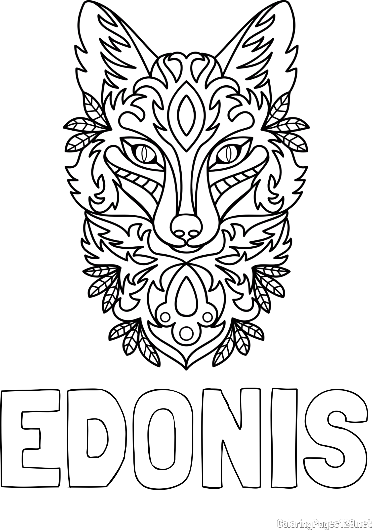 EDONIS Coloring Page and Wolf Mandala Coloring Page