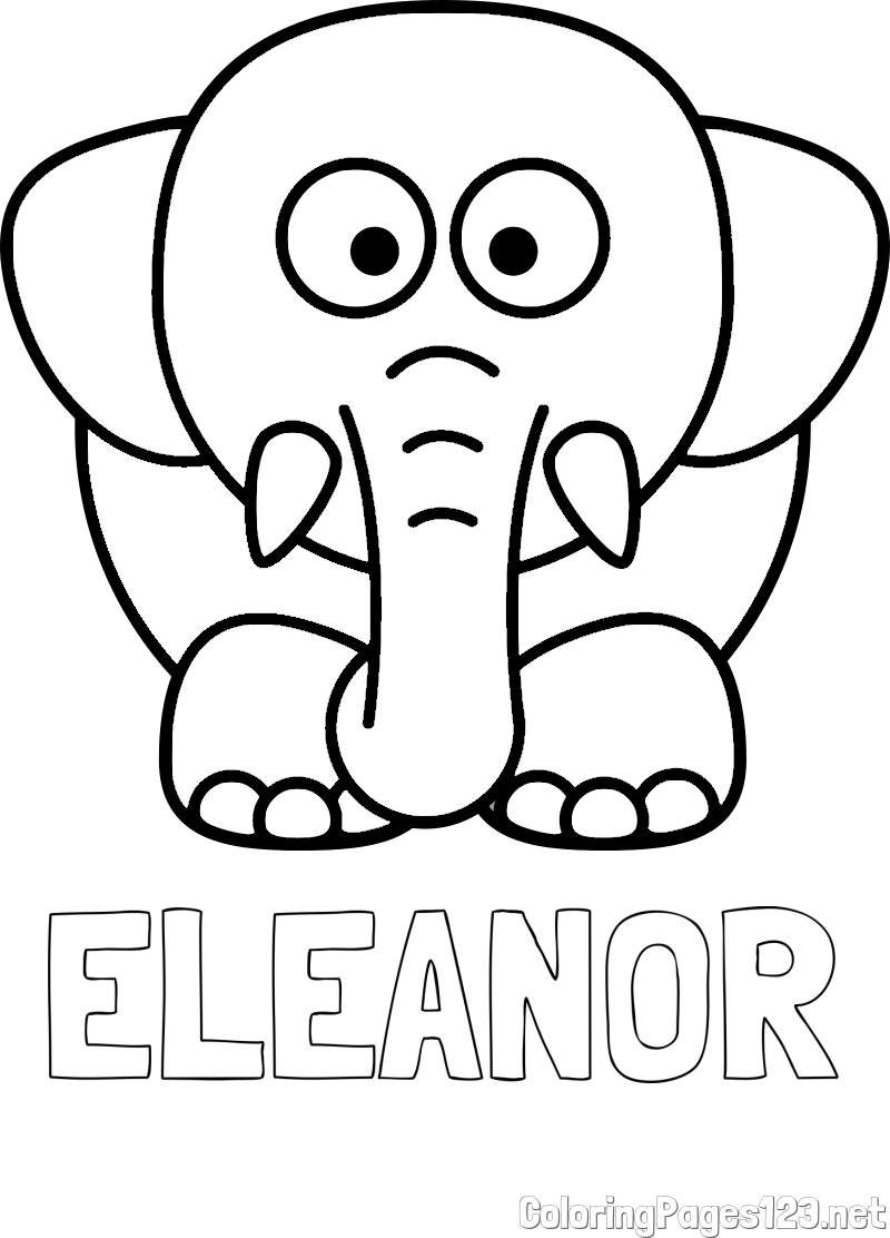 ELEANOR Coloring Page and Cute Elephant Coloring Page for Kids