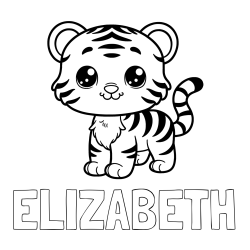 ELIZABETH Coloring Page and Cute Tiger Cub Coloring Page