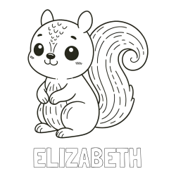 ELIZABETH Coloring Page and Easy Coloring Page of a Cute Squirrel