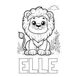 Online Created Coloring Page - ELLE Coloring Page and Cute Baby Lion Coloring Page