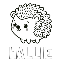 HALLIE Coloring Page and Easy Hedgehog Coloring Page for Kids