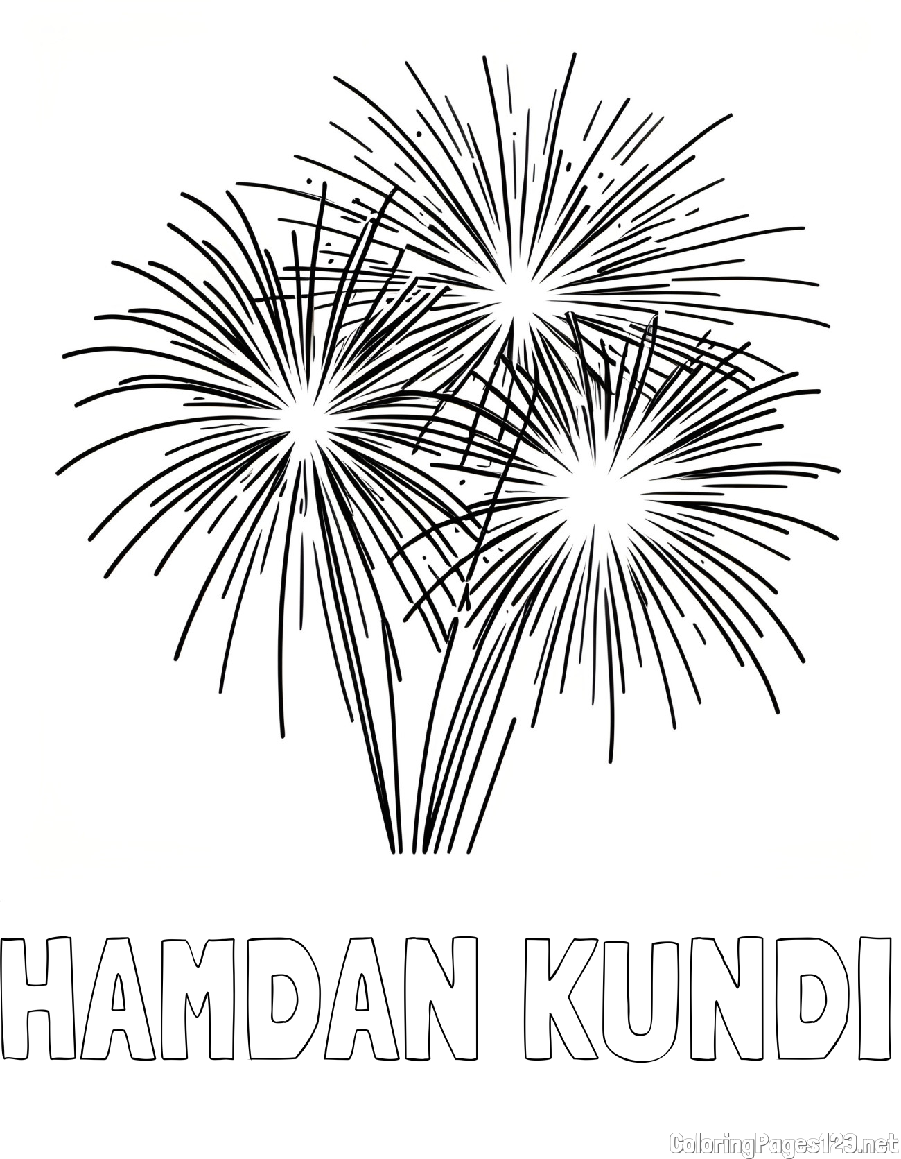 HAMDAN KUNDI Coloring Page and Beautiful Fireworks Coloring Page