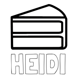Online Created Coloring Page - HEIDI Coloring Page and Simple Slice of Cake Coloring Page