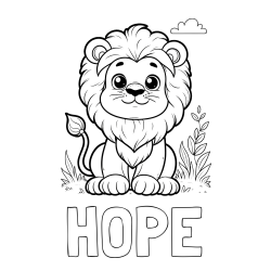 Online Created Coloring Page - HOPE Coloring Page and Cute Baby Lion Coloring Page