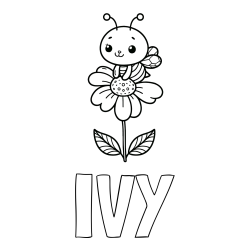 Online Created Coloring Page - IVY Coloring Page and Coloring Page of a Cute Bee on a Flower