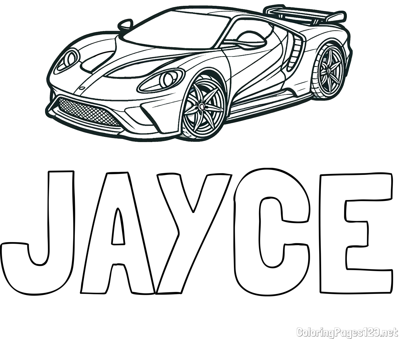 JAYCE Coloring Page and Coloring Page of a Fast Sport's Car