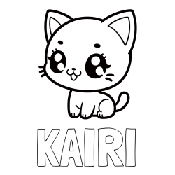 KAIRI Coloring Page and Coloring Page of an Anime Cat