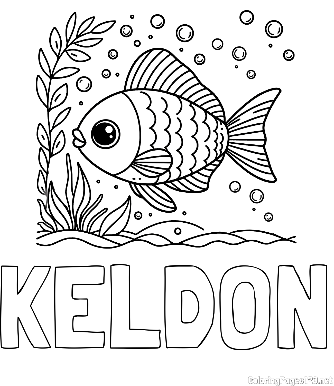KELDON Coloring Page and Free Coloring Page of a Cute Fish