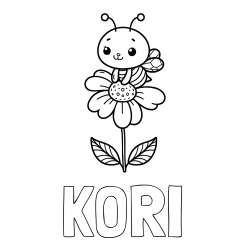 Online Created Coloring Page - KORI Coloring Page and Coloring Page of a Cute Bee on a Flower