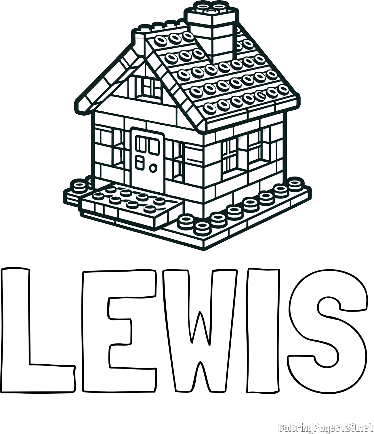 LEWIS Coloring Page and LEGO House Coloring Page