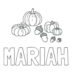 Online Created Coloring Page - MARIAH Coloring Page and Autumn Harvest Coloring Page - Acorns and Pumpkins