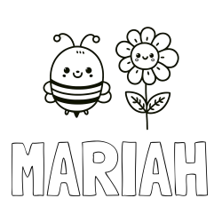Online Created Coloring Page - MARIAH Coloring Page and Coloring Page of a Cute Bee and Smiling Flowers