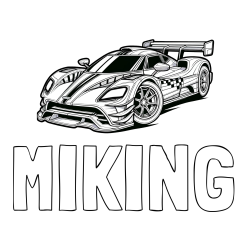 MIKING Coloring Page and Coloring Page of a Futuristic Racing Car
