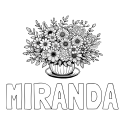 MIRANDA Coloring Page and Beautiful Bouquet of Flowers Coloring Page