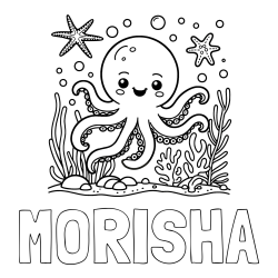 MORISHA Coloring Page and Coloring Page of a Cute Octopus in the Ocean