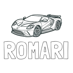 ROMARI Coloring Page and Coloring Page of a Fast Sport's Car