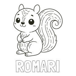 ROMARI Coloring Page and Easy Coloring Page of a Cute Squirrel
