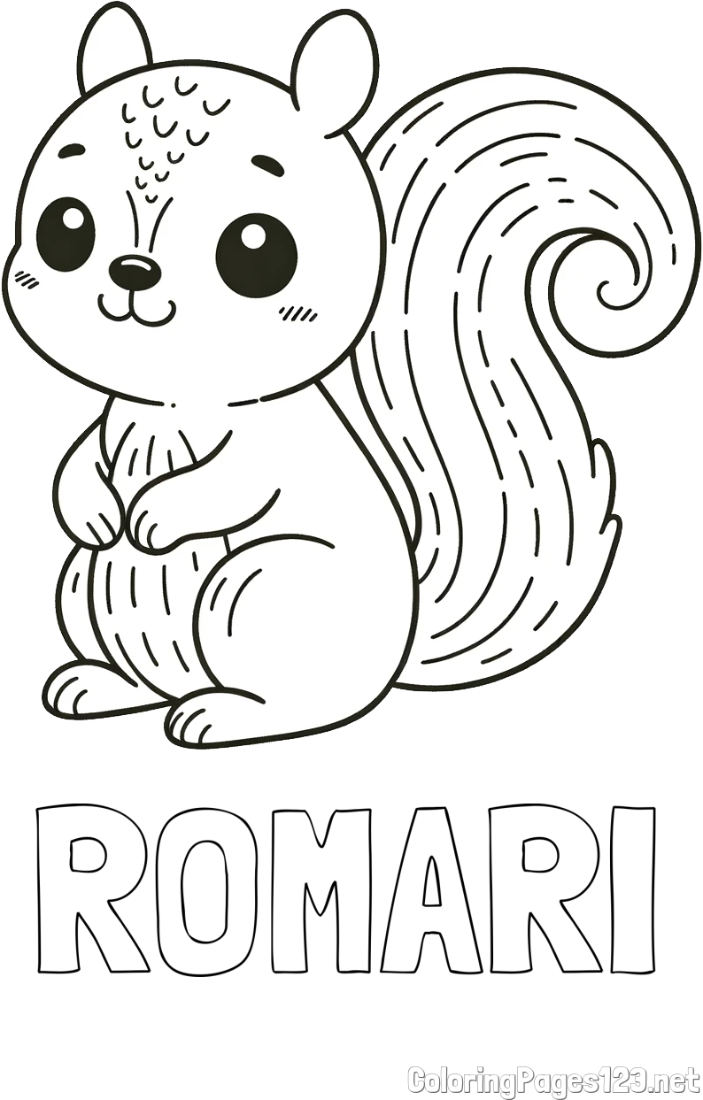 ROMARI Coloring Page and Easy Coloring Page of a Cute Squirrel