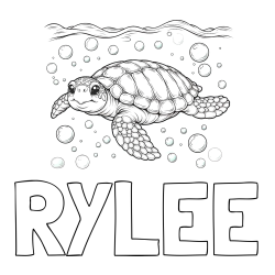 RYLEE Coloring Page and Coloring Page of a Sea Turtle Swimming in the Ocean