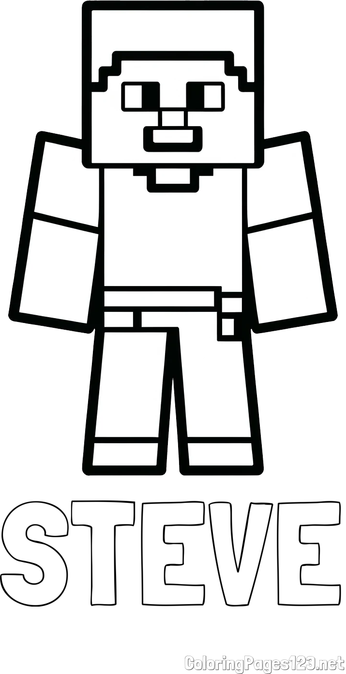 STEVE Coloring Page and Minecraft Steve Coloring Page