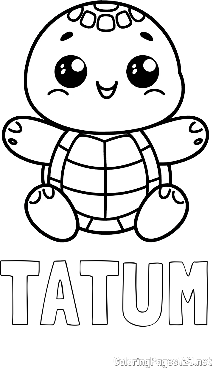 TATUM Coloring Page and Easy Coloring Page of Turtle