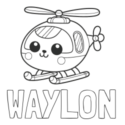 Online Created Coloring Page - WAYLON Coloring Page and Easy Coloring Page of a Helicopter