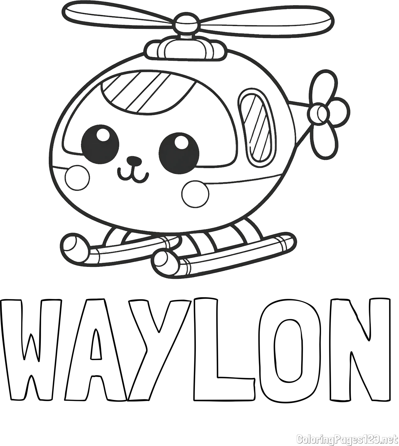 WAYLON Coloring Page and Easy Coloring Page of a Helicopter