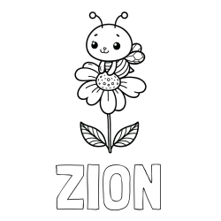 Online Created Coloring Page - ZION Coloring Page and Coloring Page of a Cute Bee on a Flower