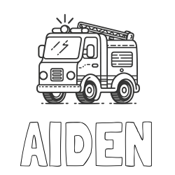 Online Created Coloring Page - AIDEN Coloring Page and Easy Coloring Page of a Fire Truck