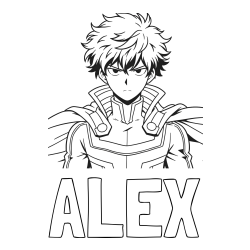 Online Created Coloring Page - ALEX Coloring Page and Coloring Page of an Anime Superhero