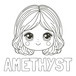 Online Created Coloring Page - AMETHYST Coloring Page and Cute Girl Face Coloring Page