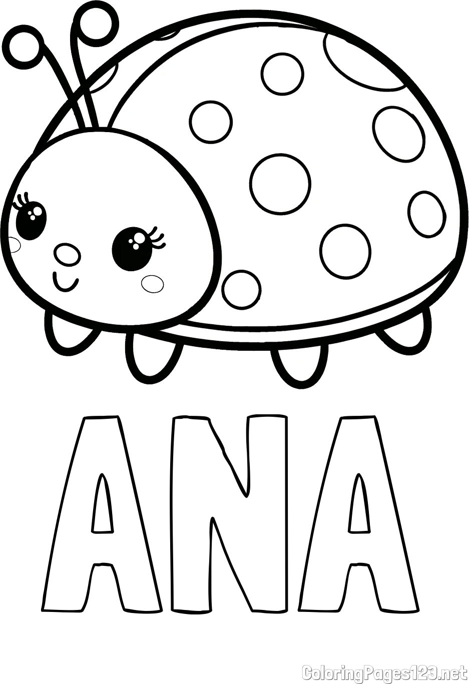 ANA Coloring Page and Smiling Ladybug Coloring Page