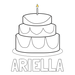 Online Created Coloring Page - ARIELLA Coloring Page and Big Birthday Cake Coloring Page