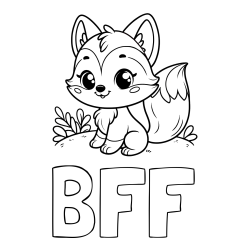 BFF Coloring Page and Cute Fox Coloring Page