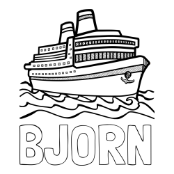 Online Created Coloring Page - BJORN Coloring Page and Large Passenger Ship Coloring Page