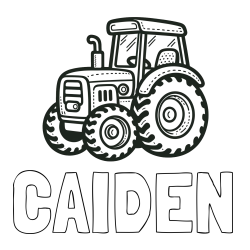 CAIDEN Coloring Page and Beautiful Tractor Coloring Page