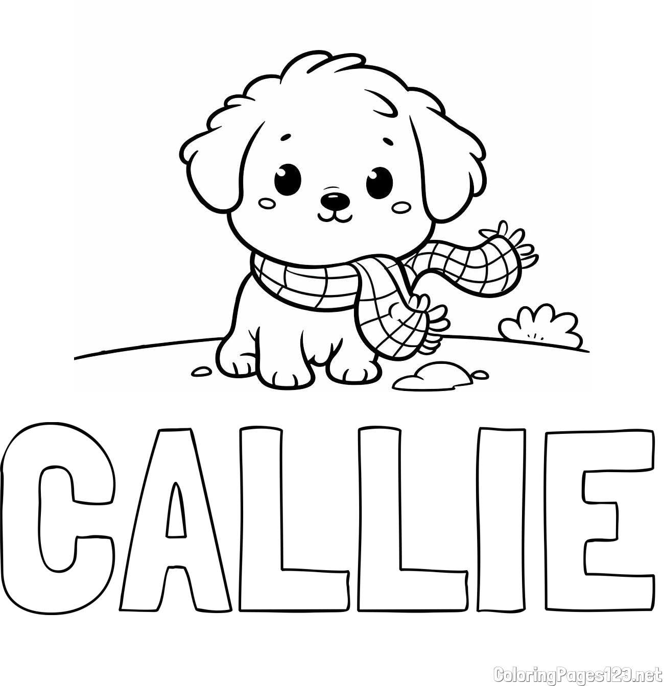 CALLIE Coloring Page and Coloring Page of an Adorable Puppy