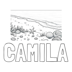 CAMILA Coloring Page and Beautiful Seashore Coloring Page