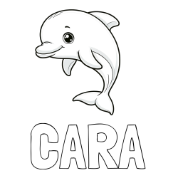 CARA Coloring Page and Children's Coloring Book of a Cute Dolphin