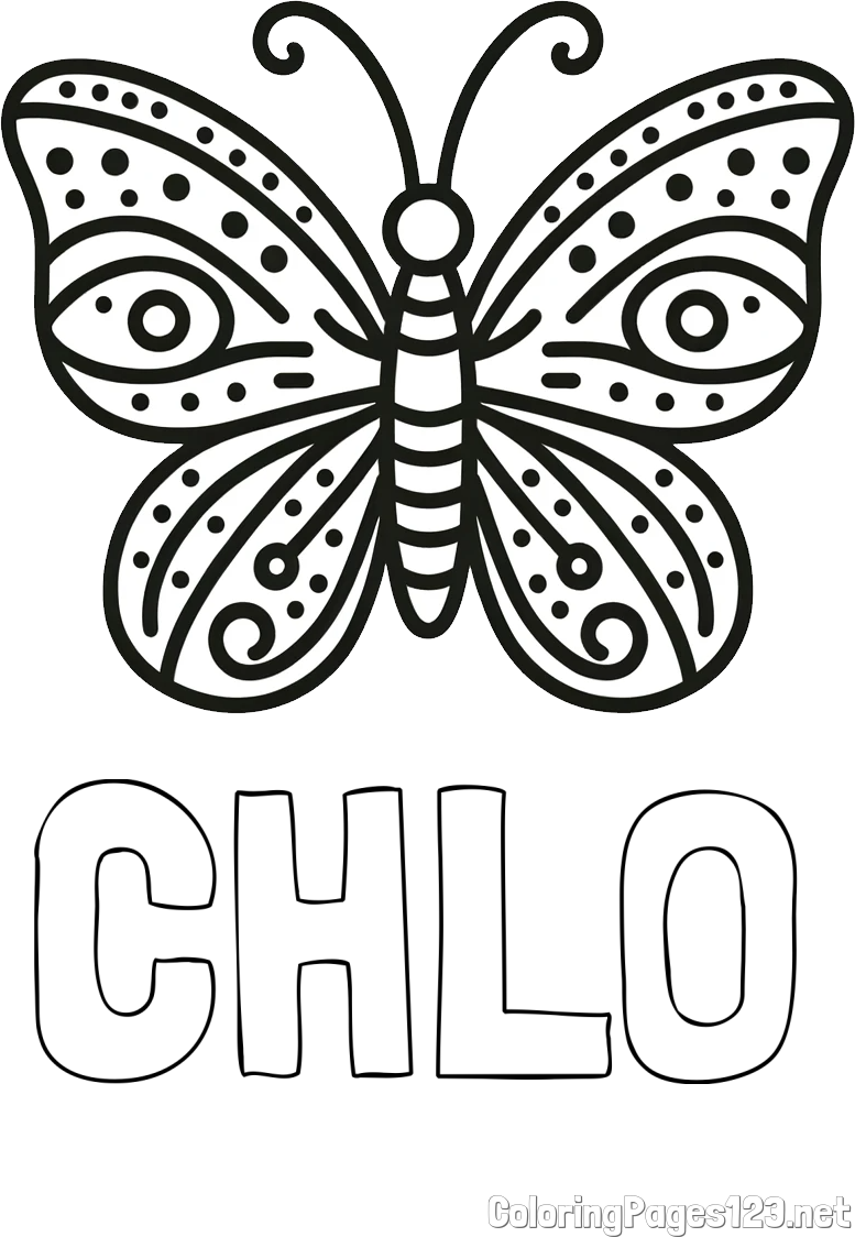 CHLO Coloring Page and Butterfly Coloring Page (Simple)