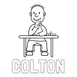 Online Created Coloring Page - COLTON Coloring Page and Student Solving a Test Coloring Page