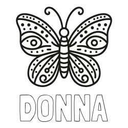 Online Created Coloring Page - DONNA Coloring Page and Butterfly Coloring Page (Simple)